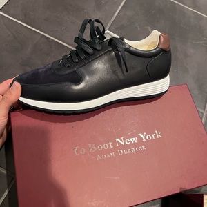 To boot New York navy leather suede sneakers